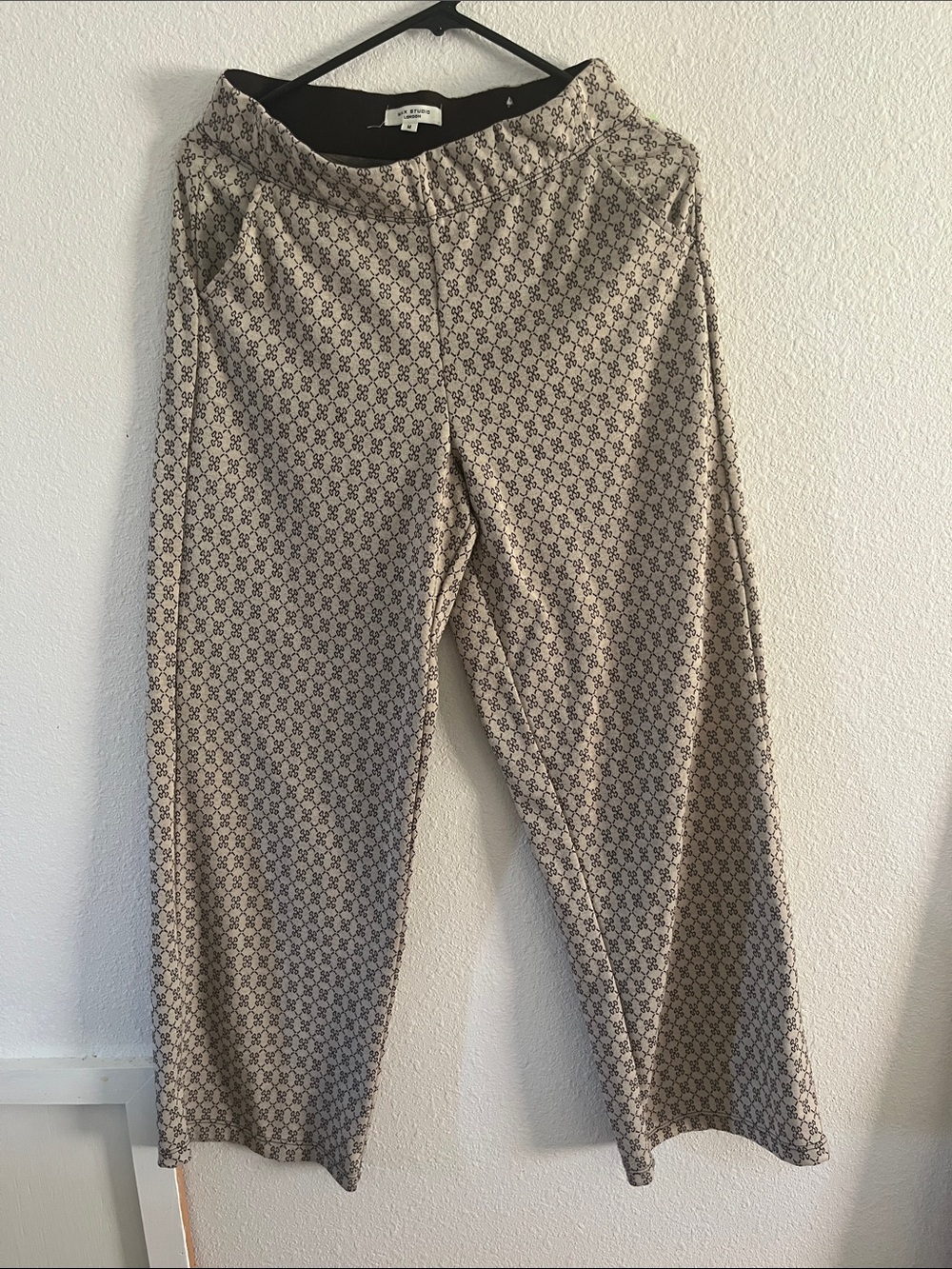 Max Studio Beige Patterned Wide Leg Pants M  flowy